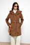 Hooded Punto Stitch Detailed Coat Taba 3102 - 2