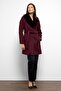 Shawl Collar Fur Waist Tied Coat Murdum 3093 - 6