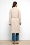 Bat Sleeve Punto Stitching Detailed Cashmere Coat Light Beige 3101 - 6