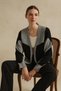 Contrast Patterned Design Thick Women's Cardigan Coat