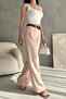 Women's High Waist Belted Pipe Leg Linen Trousers Light Beige - 7