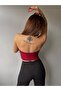 Women's Backless Buckle Detailed Sleeveless Crop Blouse Claret Red - 5