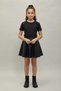 8 Pieces Faux Leather Black Girls' Skirt with Elastic Waist