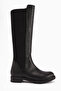 Benedikta Black Oval Toe Diving Women's Boots with Stretch Fabric Detail