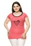 Women's Plus Size Pink Pearl Stone Embroidered Bodysuit 17E-70013-3