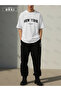 Usa Fit Printed - Oversize White T-Shirt & Black Pants Jogger Men's Tracksuit Set - 3