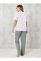 Slogan Printed T-Shirt and Ruffle Waist Pyjama Set - 4