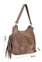 Merilda Leather Suede Shoulder Bag with Tassel Detail - 4