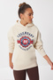 Hooded Printed Oversized Ribbed Knitted Sweatshirt Lqb0001 Cream - 3