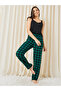 Pack of 3 - Lace Trim Cami- Solid T-Shirt and Checked Pyjama Set - 2