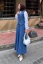 Kruvaz Closure Denim Skirt Suit Dark Blue - 2