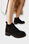 Women's Nubuck Lace-Up High Rubber Sole Boots Black - 6