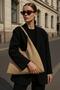 Luluya Genuine Nubuck Leather Hobo Shoulder Bag - Sand Beige (100% Genuine Leather) - 6