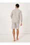 Regular Fit Mandarin Collar Striped Shirt and Shorts Set - 5