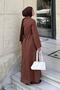 Front Tie Detailed Hijab Dress Bitter Brown - 4