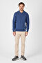 Light Blue 100% Cotton Men's Half Zipper Polo Neck Knitwear Sweater - 2