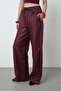 Women's Wide Leg Elastic Waist Lace-Up Solid Color Trousers - 3