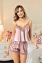 Women's Satin Strap Bustier Low-Cut Lace Nightwear Set