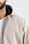 Hooded Cream Gabardine Oversize Bomber Jacket - 3