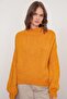 6700 Women's Stand Collar Balloon Knitwear Sweater Mustard