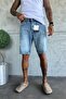 Denim Fabric Blue Baggy Fit Ripped Detailed Men's Jean Denim Shorts Ke-816 - 4