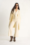 Women's Cream High Waist Pants Vest Cardigan Triple Knitwear Set 20247573 - 5