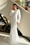 Sequin Fabric Hijab Evening Dress - White