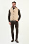 Striped Slim Fit Hooded Puffer Men's Vest Beige - 40950.25K - 3