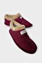 Unisex Winter Home Slippers with Wool Inside, Burgundy - 2