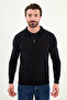 Patterned Slim Fit Zippered Polo Collar Chenille Fabric Men's Knitwear Sweater Navy Blue - 11555.25K