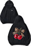 Leopard 3 Design Back Printed Black Hooded Sweatshirt