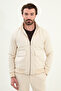 Straight Slim Fit Zippered Bag Pocket Judge Collar Trousers Coat Ecru - 17164.25K