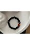 Black Bead Bracelet with Wooden Evil Eye Bead Detail - 2