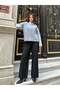 Hair Knitted Patterned Soft Textured Ribbed Knitwear Sweater 1101 - Blue - 4