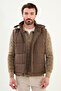 Striped Slim Fit Hooded Puffer Men's Vest Brown - 40950.25K
