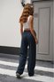 Navy Blue Summer Lycra Cotton High Waist Wide Leg Palazzo Fabric Sweatpants - 3