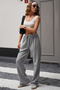 Gray Summer Lycra Cotton High Waist Wide Leg Palazzo Fabric Trousers - 4