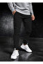 Men's Black Winter Cotton Sweatpants Slim Fit Narrow Leg Jogger Black Printed - 3