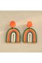 Colorful Rainbow Polymer Clay Dangle Earrings – Bohemian Vacation Style, Lightweight Statement Jew - 5