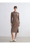 Esvab • Modern & Distinctive Plus Size Turn-Down Collar Slit Dress