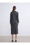 Anthracite Polo Neck Ribbed Knit Dress - 4
