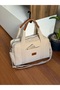 Satin Medium Size Women's Hand and Shoulder Bag with Front and Side Pockets