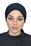 Tie-Back Jersey Bonnet Caps Under Scarf Head Wraps Lightweight and Comfortable- Black - 2