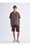 Brown Regular Fit Resort Collar Short Sleeve Striped Men's Shirt - 2