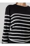Lcwaikiki Classic Black Crew Neck Striped Women's Knitwear Sweater - 5