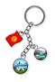 Kyrgyzstan Triple Epoxy Metal Double Sided Drop Keychain Kyrgyzstan