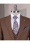 Italian Style Slim Fit Jacket Vest Pants Suit Brown T14581 - 2