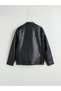 Xsideslim Fit Biker Collar Men's Leather Look Jacket - 8