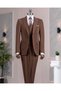 Italian Style Slim Fit Jacket Vest Pantalon Suit Brown T13958 - 4