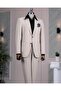 Italian Style Slim Fit Jacket Pant Suit Beige T14153